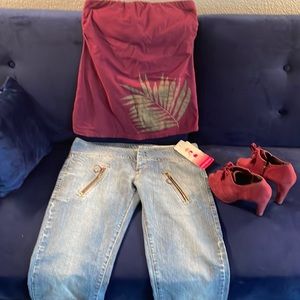 Tube top with built in shelf bra